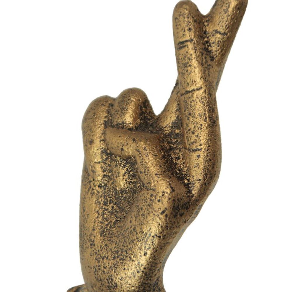 Set of 3 Antique Gold Cast Iron Hand Gesture Wall Hooks - Picture 8 of 9